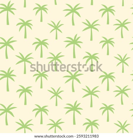 abstract simple small green tropical palm trees seamless pattern on white background.  For summer print, home décor and fabric 