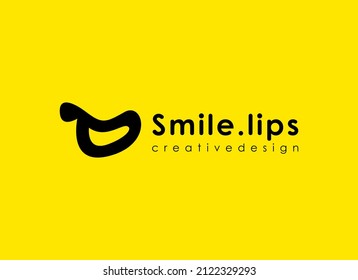 Abstract Simple Smile Logo isolated on Yellow Background. Flat Vector Design Template Element for Branding Logos.