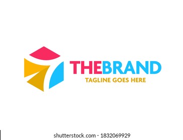 abstract simple square box color logo