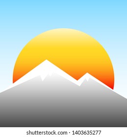 Abstract Simple Sunset on Mountain Colored Background