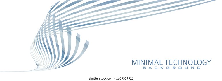Abstract simple tech background with striped curved shape. Minimal vector graphic pattern