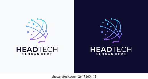 abstrakte einfache Technologie-Logo führt zu hoher Innovation künstliche Intelligenz digitale Menschen Zukunft Technologie fortgeschritten und andere.