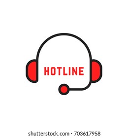 abstract simple thin line hotline logo. concept of 24/7 help contact for client by adviser or counselor. simple linear flat style trend crm logotype graphic art design isolated on white background