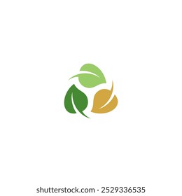 Abstract simple three leaf logo. leaf icon dynamic green three color
