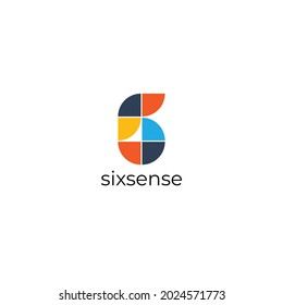 Abstract Simple Tiles Number 6 Logo Shape Design