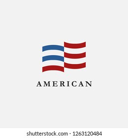 Abstract Simple United States Of America Flag, USA Flag, American Flag Logo Icon Vector On White Background