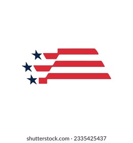 Resumen Bandera simple de los Estados Unidos de América, bandera de los Estados Unidos de América, icono del logotipo de la bandera estadounidense vector sobre fondo blanco