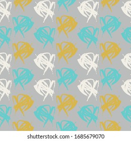 Abstract simple vector chalk seamless pattern with round shapes. Hand drawn. Stylish polka dot. Painted repeat texture.  