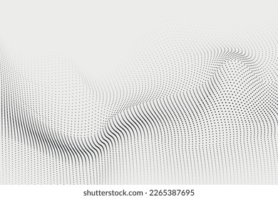 Abstract simple visualization of flowing curl particle waves background design in trendy cyberspace style