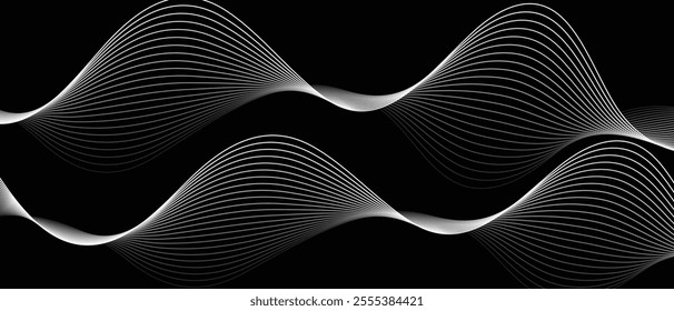 abstract simple wave lines design on dark can be used background.