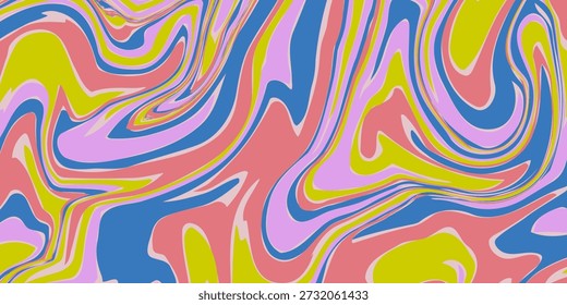 Abstract Simple Wavy Geometric Y2k Texture Vector Design. Cool Trendy Groovy Curvy Pattern. Psychedelic Trippy Liquid Colorful Backdrop.