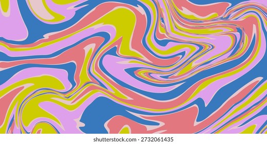 Abstract Simple Wavy Geometric Y2k Texture Vector Design. Cool Trendy Groovy Curvy Pattern. Psychedelic Trippy Liquid Colorful Backdrop.