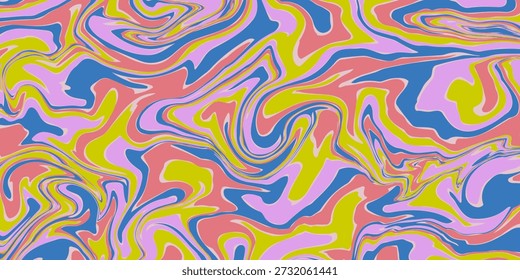 Abstract Simple Wavy Geometric Y2k Texture Vector Design. Cool Trendy Groovy Curvy Pattern. Psychedelic Trippy Liquid Colorful Backdrop.
