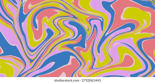 Abstract Simple Wavy Geometric Y2k Texture Vector Design. Cool Trendy Groovy Curvy Pattern. Psychedelic Trippy Liquid Colorful Backdrop.