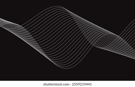 abstract simple white blend line design on dark can be used background.