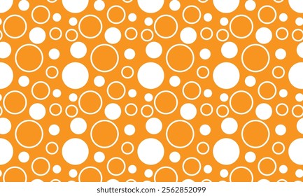 abstract simple white fill and outline circle pattern on orange can be used background.