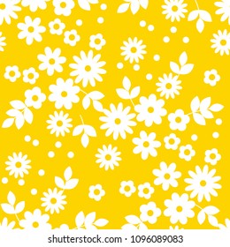 Abstract simple white flowers seamless pattern for background, wrapping paper, fabric. daisy floral endless repeatable motif for surface design. stock vector illustration
