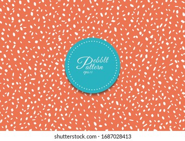 Abstract simple white pebble pattern on orange background and texture. Random geometric chaotic stones backdrop. Vector illustration