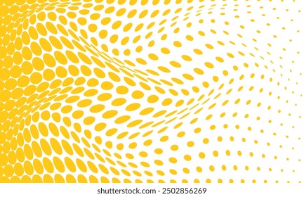 abstract simple yellow big to small repeat dot wave pattern can be used background.