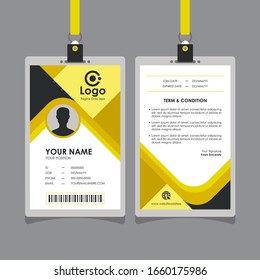 Abstract Simple Yellow Id Card Design, Professional Identity Card Template Vector for Employee and Others