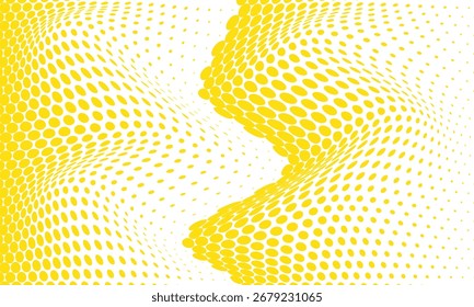 abstract simple yellow repeat halftone dot wave pattern can be used background.