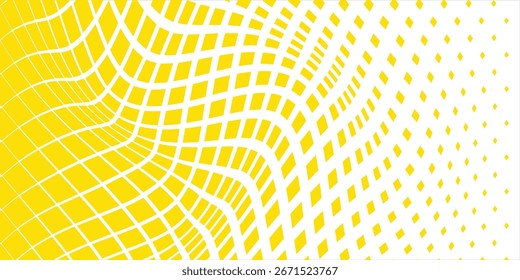 El patrón de onda de semitono de rombo amarillo simple abstracto se puede usar de fondo. Ilustración de Vector