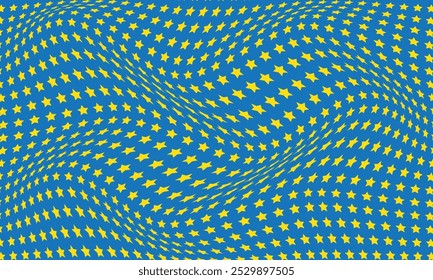 El patrón amarillo simple abstracto de la onda de la estrella en azul se puede utilizar el fondo.