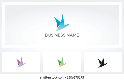 Abstract Simplified Image Of Bird Flying Logo