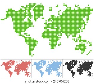 Mapa del mundo abstracto y simplificado formado por puntos