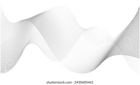 Abstract sine line waves. Wind air flow pattern undulate curves. Science tech swirls with thin twisted connected vibration simple grid. Vector or png certificate background.