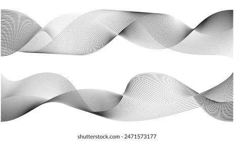 Abstract sine line waves. Wind air flow pattern undulate curves. Science tech swirls with thin twisted connected vibration simple grid. Vector or png certificate background.