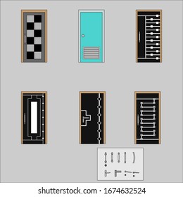 abstract single door and toilet door for home design