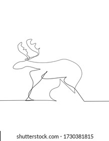 Abstract single line art drawing of moose
