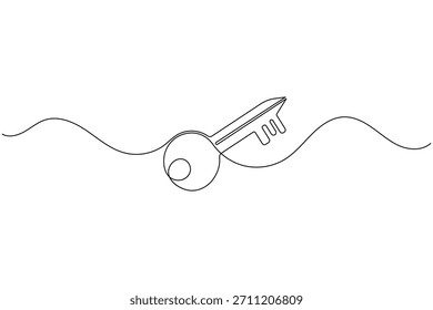 Abstrato desenho de uma chave em uma única linha em um fundo ondulado simples.