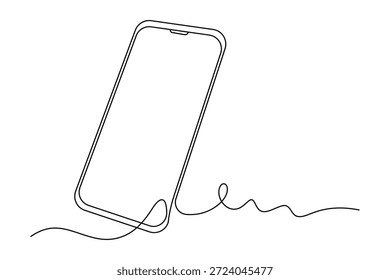 Abstract single line art modern illustration smartphone with decorative loop line design