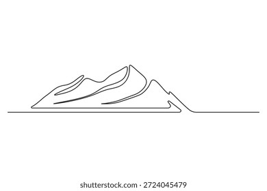 Abstract single line art modern illustration of scenic rolling mountain hills and nature peaks for minimalist home decor and branding