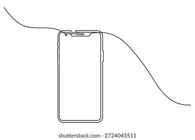 Ilustración moderna Abstractas del arte de la sola línea de una pantalla elegante del dispositivo del smartphone