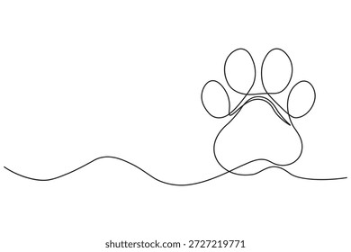 Abstractas arte de una sola línea ilustración moderna simple huella de pata de perro mascota