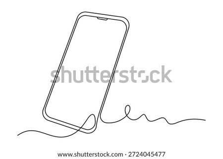 Abstract single line art modern illustration smartphone with decorative loop line design