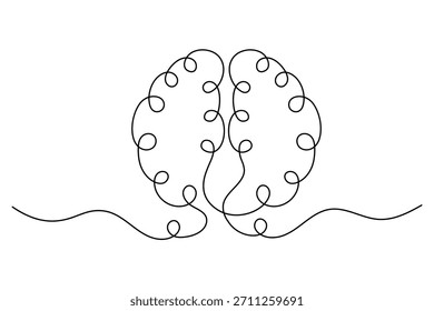 Dibujo Abstractas de una sola línea del cerebro humano, que simboliza la inteligencia, las ideas.