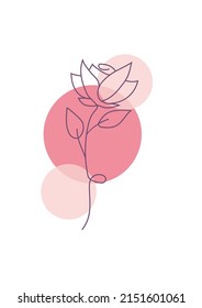 Abstract single line flower vector illustration for minimalist print, cover, boho decor, organic poster, pillowcase design. Boho fashion art.