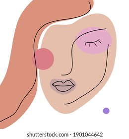 Abstract single outline woman's face