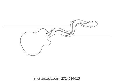 Ilustração moderna de linha de traço único abstrato de um violão ondulado horizontal
