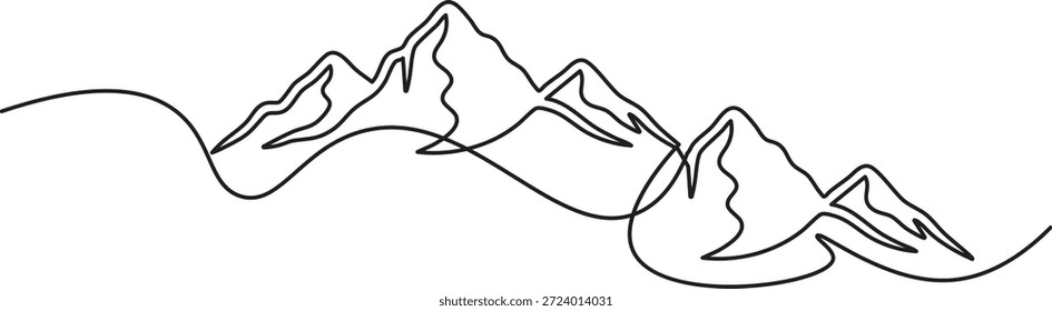 Abstractas línea de un solo trazo Ilustración moderna Picos de montaña simétricos