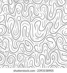 abstract sinuous lines and waves on a seamless pattern. endless light background with abstract lines and doodles.