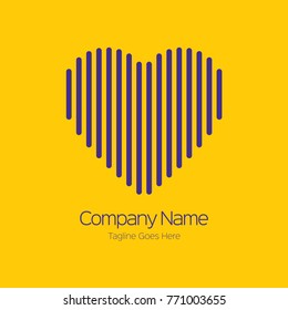 Abstract Sinusoidal Signal Heart Shape Company Logo