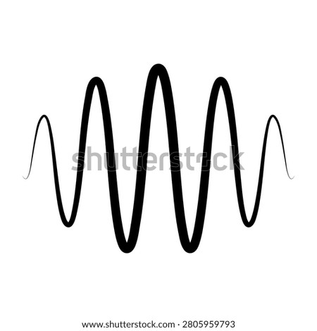 Abstract sinusoidal waveform signal curve with variable amplitude thickness pattern