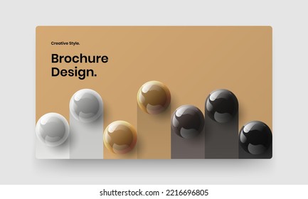 Abstract site design vector concept. Geometric 3D spheres magazine cover illustration.