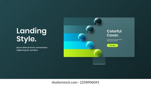 Abstract site vector design layout. Colorful computer monitor mockup web banner template.