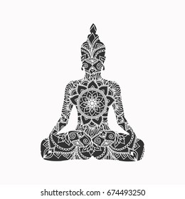 Abstract sitting Buddha silhouette. Vector illustration